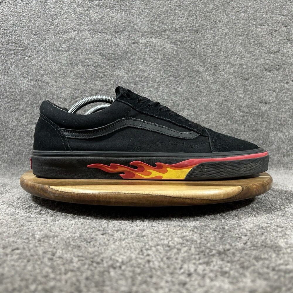 Vans Old Skool Flame Wall Men's Size 11.5 Black Athletic Skate Shoes Used